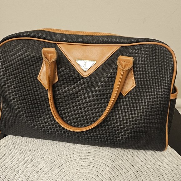 Yves Saint Laurent Vintage Woven Canvas Boston Bag - Picture 8 of 15
